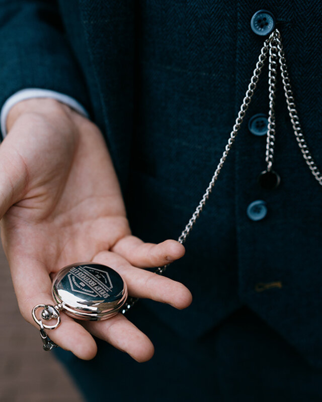 Peaky Blinders Horloge zilver met bal en albert chain