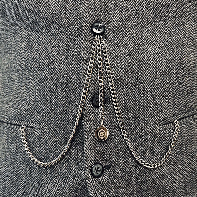 Peaky Blinders Silver Watch with Ball and Albert Chain