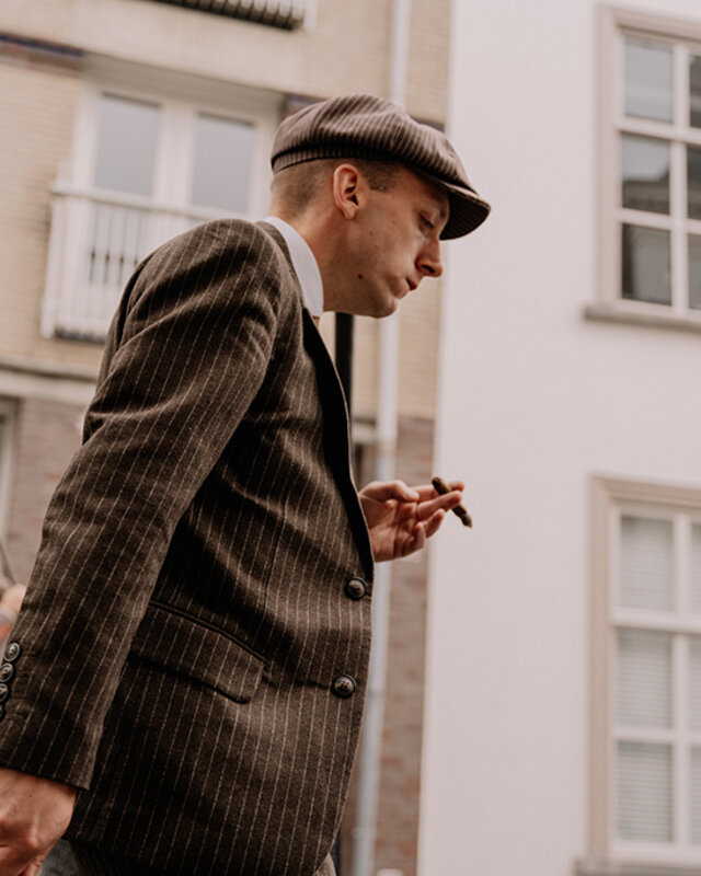 Traje sastre hombre | Traje 3 piezas | Tweed rayas marrones | Luca Changretta | Peaky Blinders