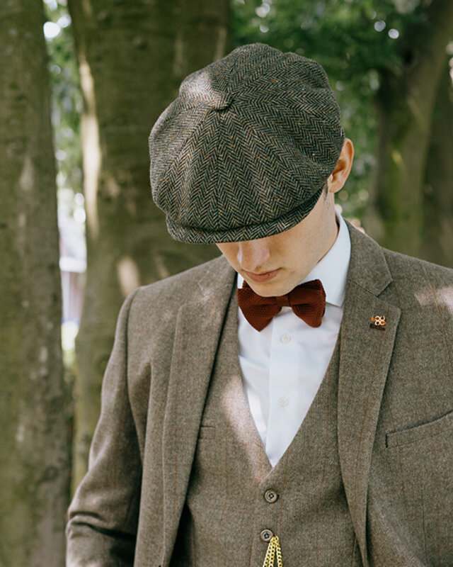 CitySport Cap Deluxe | Green Wool Herringbone | 8 Panels