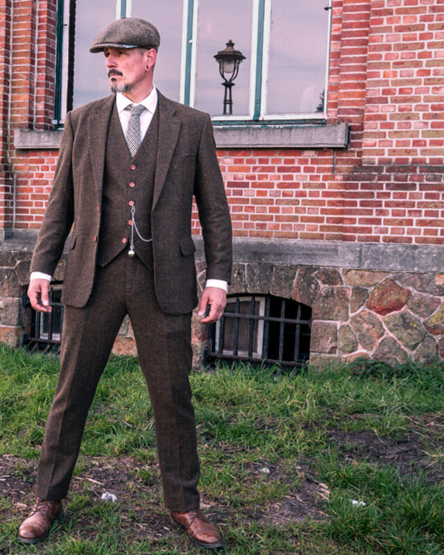 3-piece tweed suit Brown Herringbone Speckel