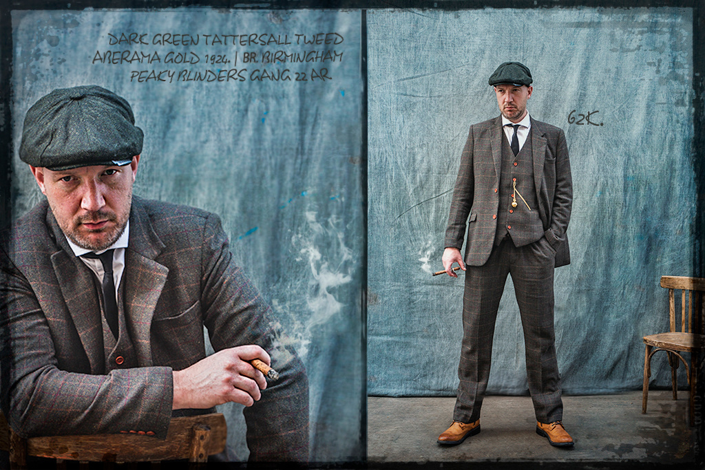 Traje de tweed de 3 piezas Verde Oscuro Tattersall