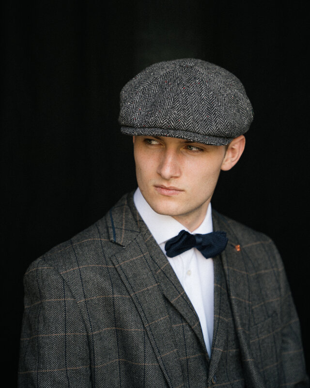 Casquette CitySport Deluxe | Gris laine à chevrons | 8 panneaux