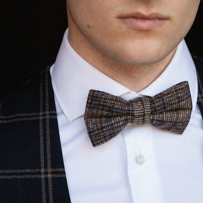 Sir Redman Luxe Vlinderdas | Bruin/blauw | Tweed | Elegante vlinderdas voor mannen