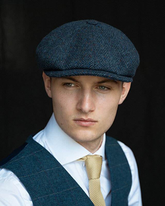 CitySport Cap Deluxe | Blauw Wol Visgraat | 8-Panelen