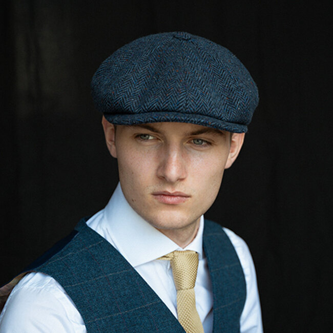 Casquette CitySport Deluxe | Bleu laine à chevrons | 8 panneaux
