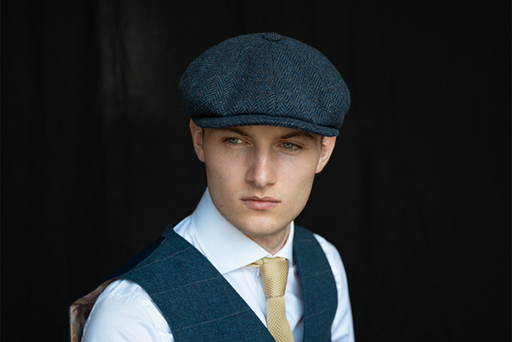 CitySport Cap Deluxe | Blue Wool Herringbone | 8 Panels