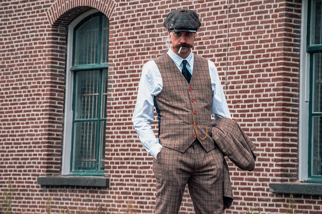 3-piece tweed suit  Brown & Beige Prince of Wales