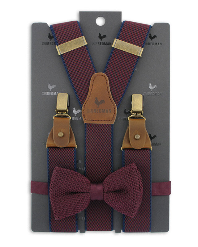 Sir Redman Suspenders Combi Pack Crushed Berry | for Men | Burgundy | Traditional Suspenders