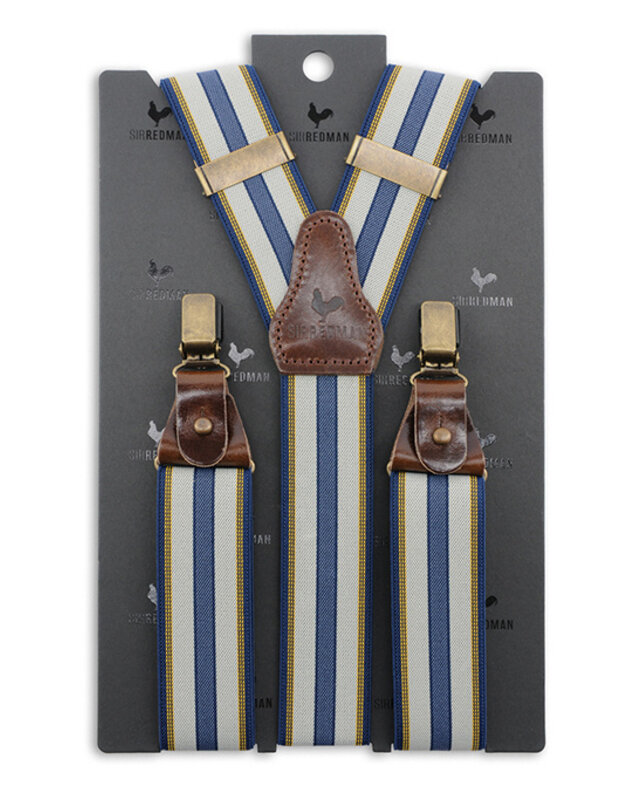 Sir Redman Bretelles Leandro de luxe | pour homme | Bleu/jaune | Bretelles traditionnelles