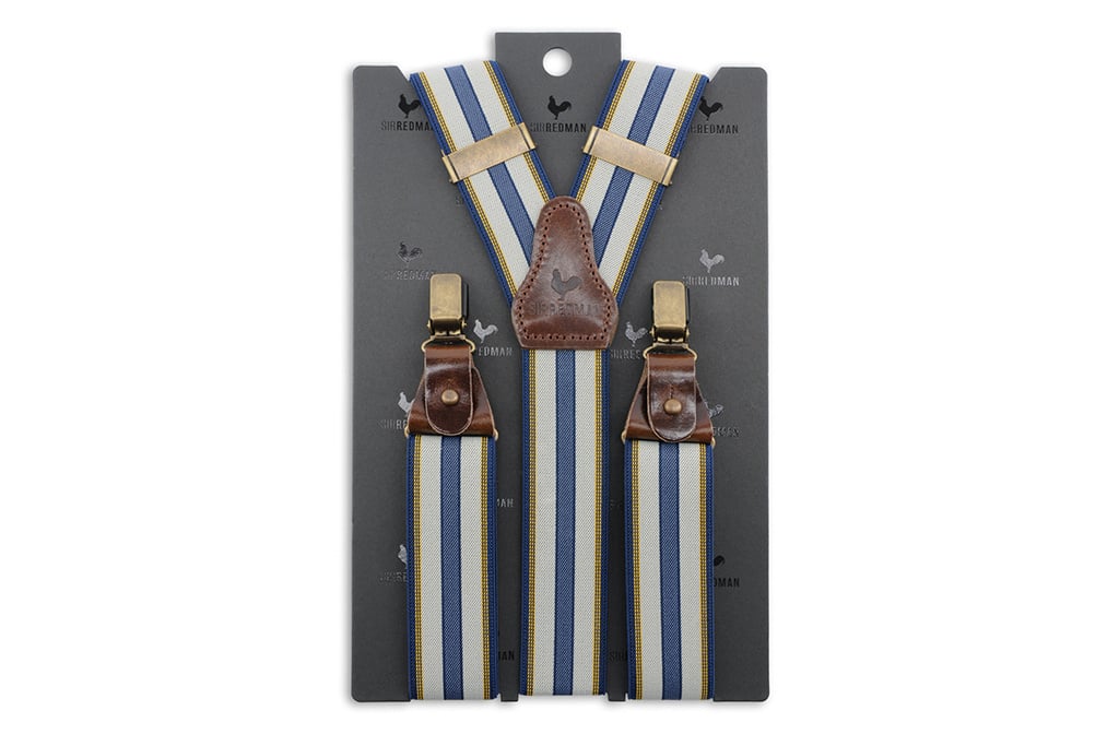 Sir Redman Lujo Leandro Tirantes | para Hombre | Azul/amarillo | Tirantes tradicionales