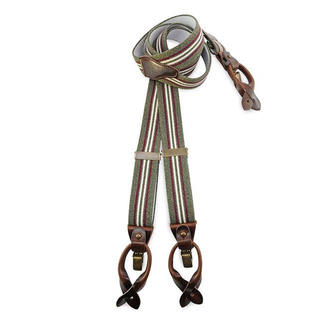 Sir Redman Bretels en Vlinderdas combipack | Groen / bordeaux / gebroken wit | Traditionele bretels voor heren