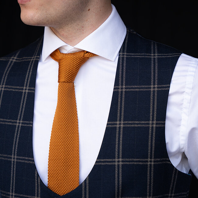 Sir Redman Cravate de luxe | Cognac | Tricotée | Cravate élégante pour homme