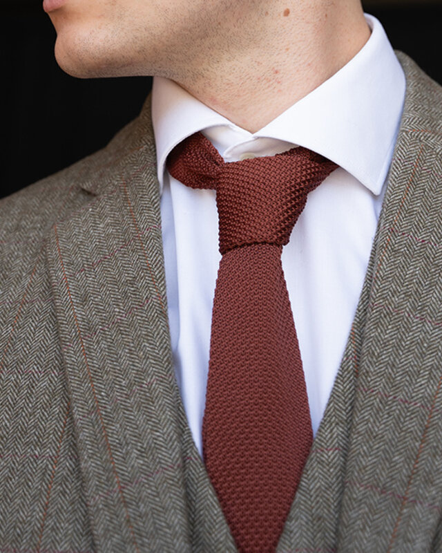 Sir Redman Luxe Stropdas | Roestbruin | Gebreid | Elegante stropdas voor mannen