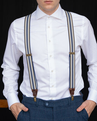 Sir Redman Bretelles Leandro de luxe | pour homme | Bleu/jaune | Bretelles traditionnelles