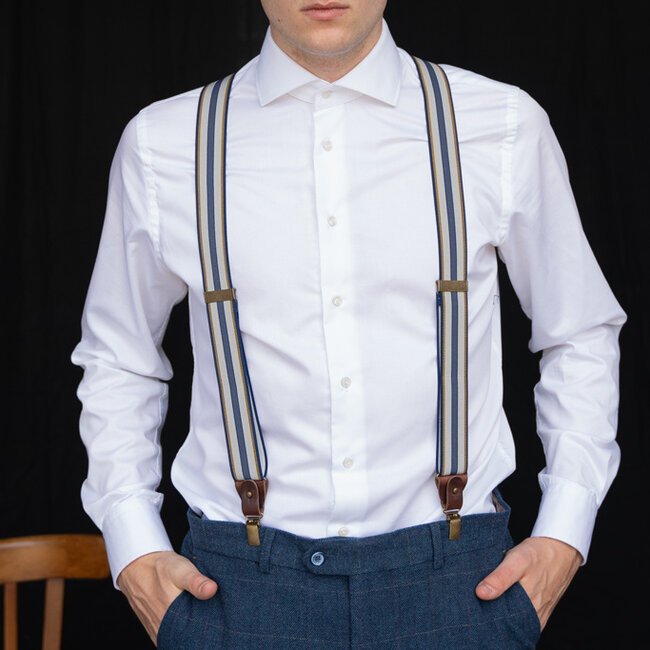Sir Redman Luxury Leandro Suspenders | for Men | Blue/yellow | Traditional Suspenders