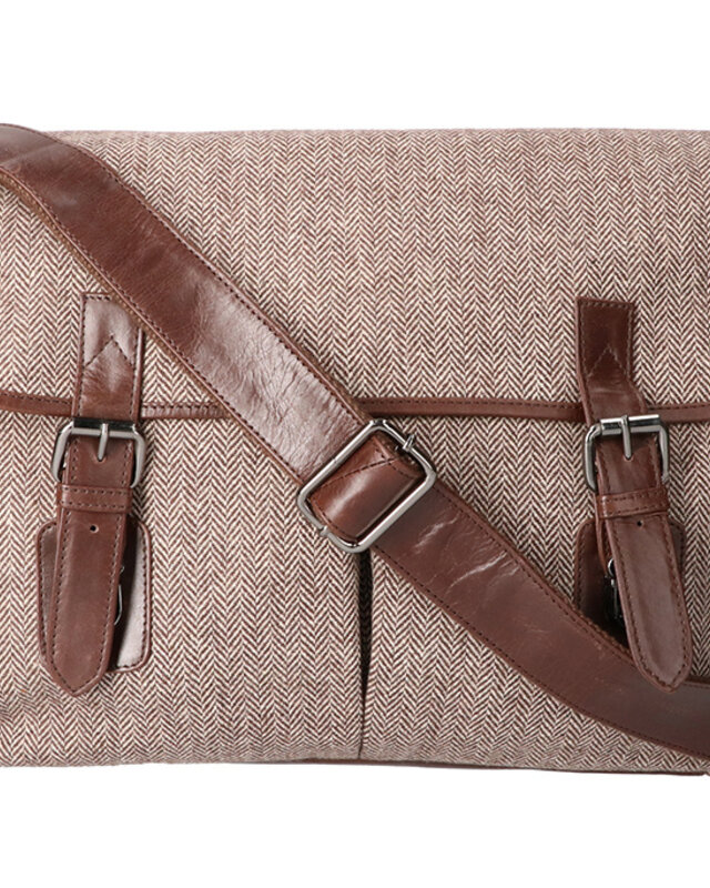 Finn - Sac de messager en tweed - Marron