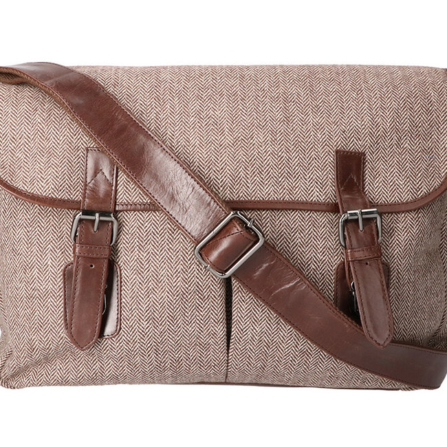 Finn - Sac de messager en tweed - Marron