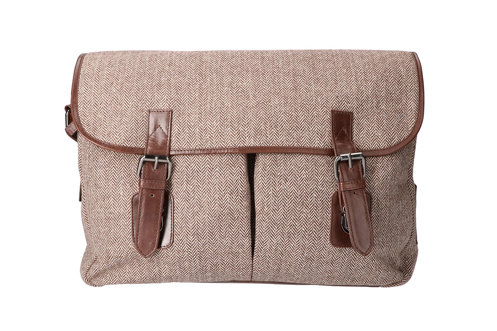 Finn - Sac de messager en tweed - Marron