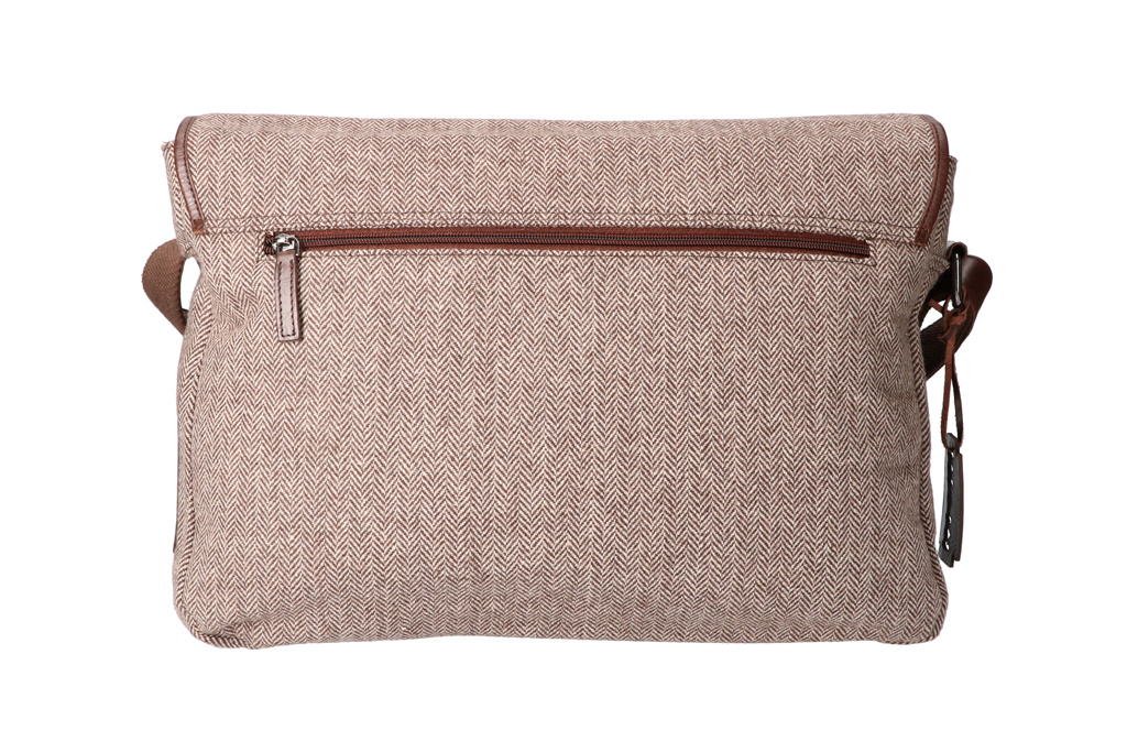 Finn - Sac de messager en tweed - Marron