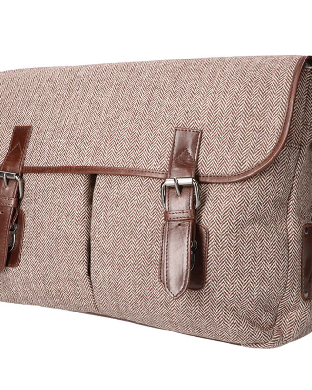 Finn - Sac de messager en tweed - Marron