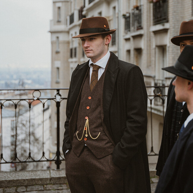 Maatpak voor heren | 3-delig pak | donkerbruin Barleycorn | John Shelby | Peaky Blinders