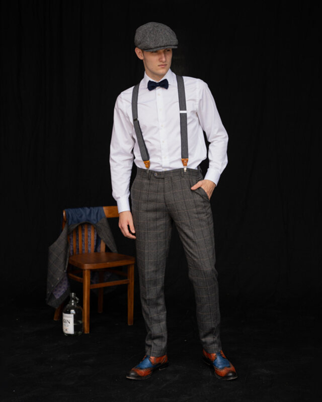 Sir Redman Paquete combinado de tirantes y pajarita | Espiga azul | Tirantes tradicionales para hombre