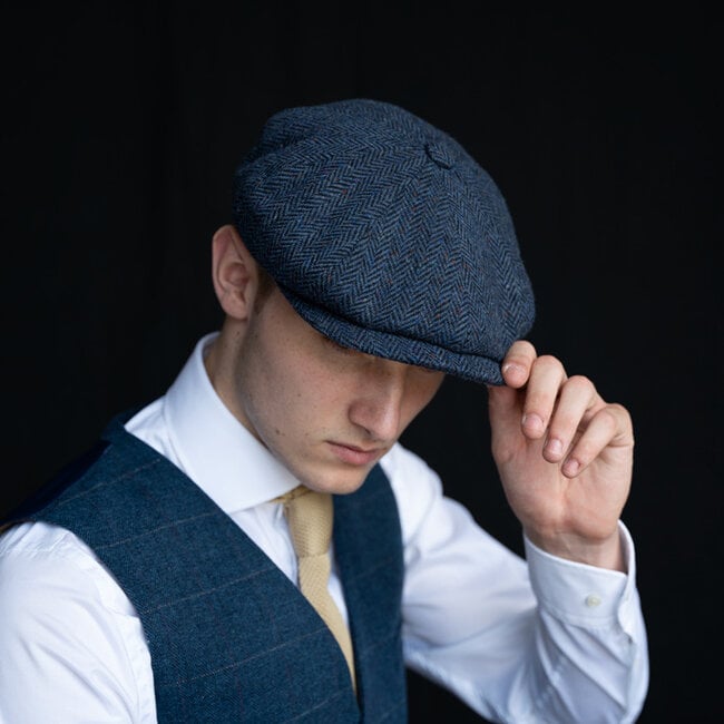 CitySport Cap Deluxe | Blue Wool Herringbone | 8 Panels