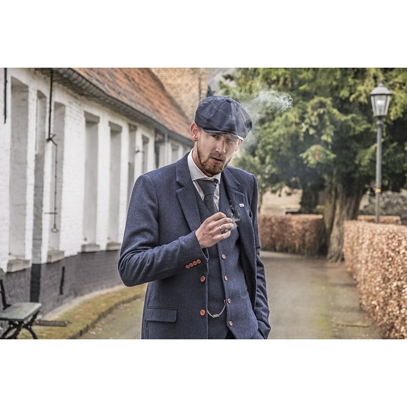 Herren Maßanzug | 3-teiliger Anzug | marineblau Fischgrät | thomas shelby | peaky blinders