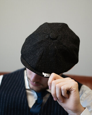 Heather Archie cap | Black | 8-panels | 100% wool Twill