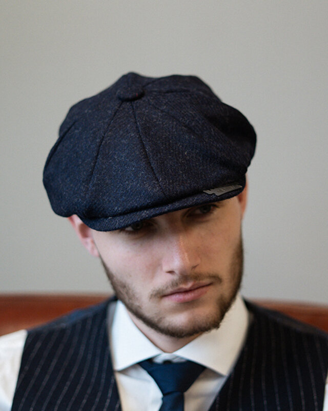 Heather Archie cap | Marineblauw | 8-panelen | 100% wol Twill