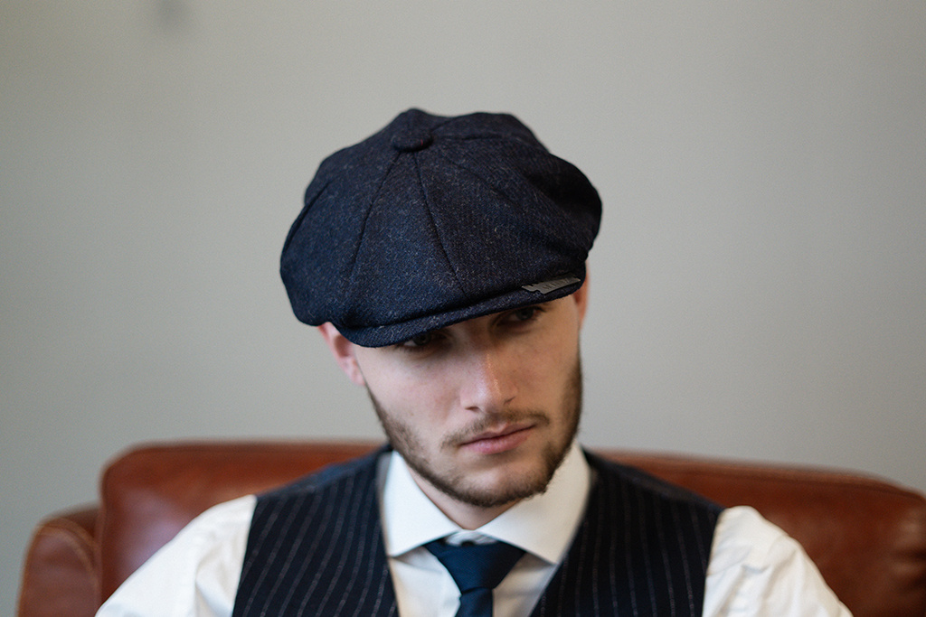 Archie Wollen Twill Cap Navy By Shelby Brothers Ltd.