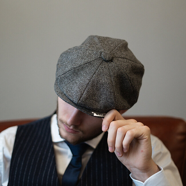 Heather Archie cap | Grijs | 8-panelen | 100% wol Twill