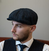 Casquette 8 pièces Arran Harris Tweed bleu/noir