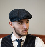 Arran 8-delige Harris Tweed cap blauw/zwart