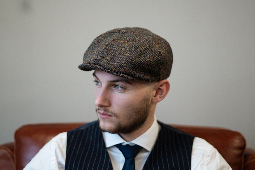 Arran 8-piece Harris Tweed cap Grey