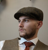 Arran 8-delige Harris Tweed cap Bosgroen