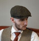 Arran 8-delige Harris Tweed cap Bosgroen