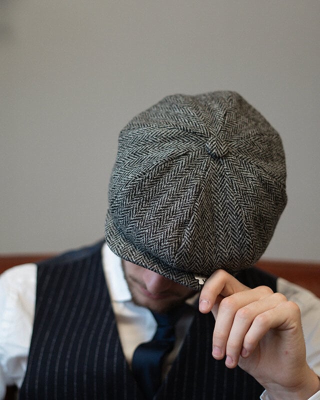 Heather Newsboy Cap | Harris Tweed | 8-panels | Grey