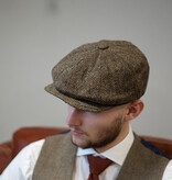 Heather Newsboy-Mütze | Harris Tweed | 8 Panels | Grün/Braun