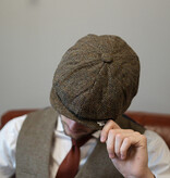 Heather Newsboy-Mütze | Harris Tweed | 8 Panels | Grün/Braun