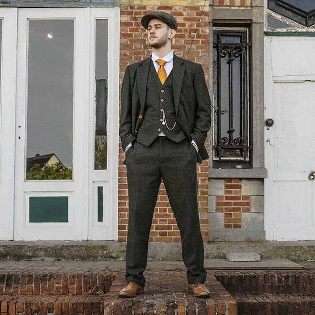Traje sastre hombre | Traje 3 piezas | Barleycorn Verde | Scudboat | Peaky Blinders