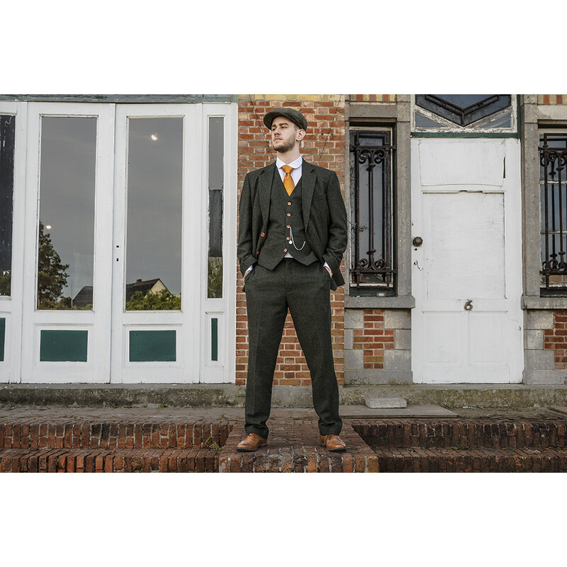Traje sastre hombre | Traje 3 piezas | Barleycorn Verde | Scudboat | Peaky Blinders