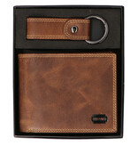 Lederen portemonnee | Inclusief sleutelhanger | Bruin | Billfold | John Shelby