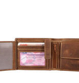 Lederen portemonnee | Inclusief sleutelhanger | Bruin | Billfold | John Shelby