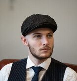 Arran 8-delige Harris Tweed cap zwart