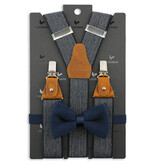 Sir Redman Suspenders and bow tie combo pack | Blue herringbone | Traditional Suspenders for men