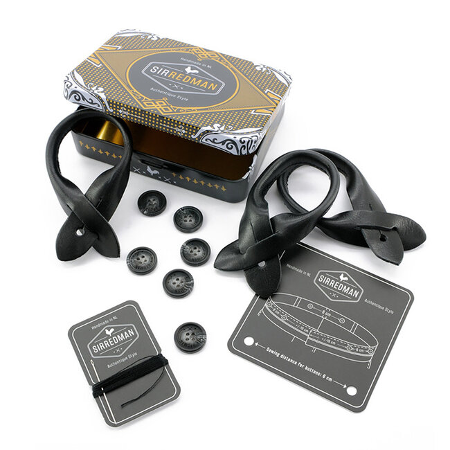 Sir Redman Bretels en Vlinderdas combipack | Zwart / grijs | Traditionele bretels voor heren