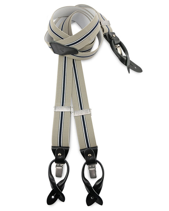 Sir Redman Bretels en Vlinderdas combipack | Beige/zwart | Traditionele bretels voor heren