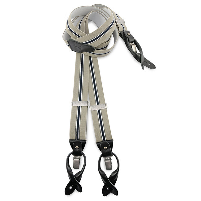 Sir Redman Bretels en Vlinderdas combipack | Beige/zwart | Traditionele bretels voor heren